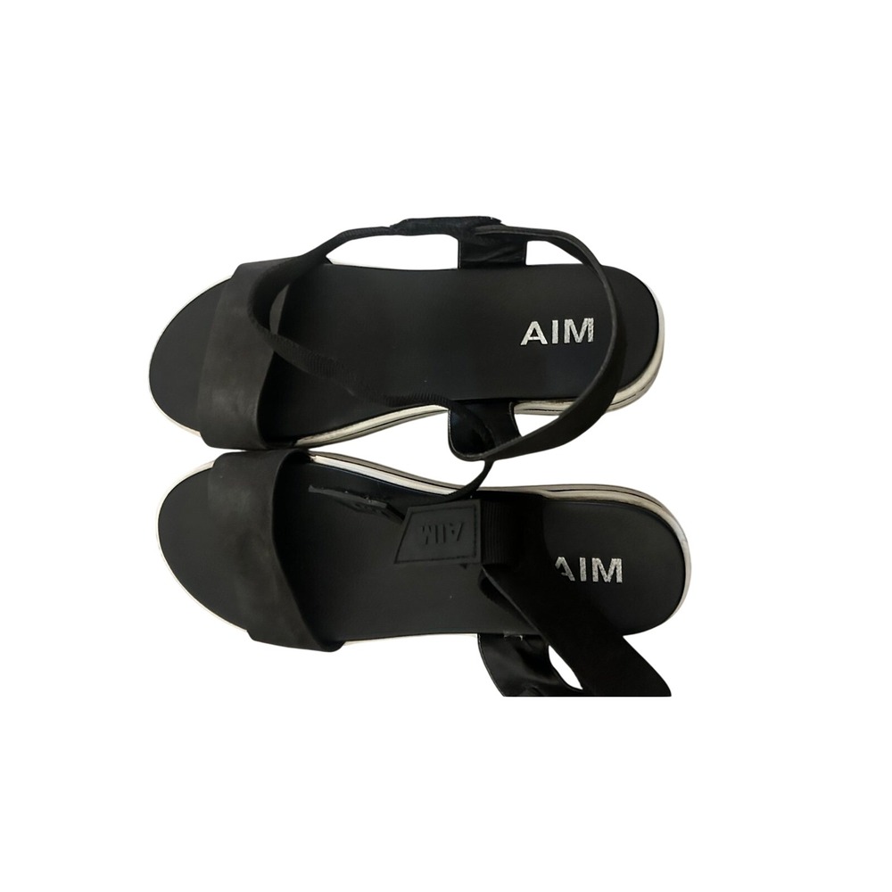 MIA Odelia Black White Platform Sandals Womens 9M Sporty Elastic Strap MH1177